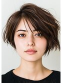 ☆前髪あり耳掛け丸みくびれ大人ショートボブ30代40代50代☆