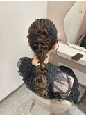 キラキラリボンで高めポニー編み下ろし★
