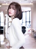顔周り前髪/ワンレンボブ×ワンホンレイヤーカット/髪質改善