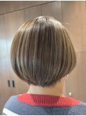 30代40代◎春カラー◎大人ベージュハイライト×ショートボブ
