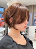 イメチェンショート外ハネボブ美髪似合わせカットダークアッシュ
