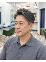 ルートヘア 辻堂店&nbsp;50代メンズ/七三アップバング/毛流れパーマ/大人ビジネス
