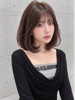 ユーフォリア 新宿通り(Euphoria)&nbsp;ブラウン切りっぱミディ外ハネボブシースルーバング