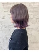 ダブルバングことりベージュ大人かわいい伸ばしかけボブ4080