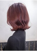 大人かわいい外ハネボブ×ピンクグレージュ