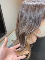 ディッシュ 五反田(dish)&nbsp;脱白髪染ハイライト&ベージュとインナーイエロー★五反田美容院