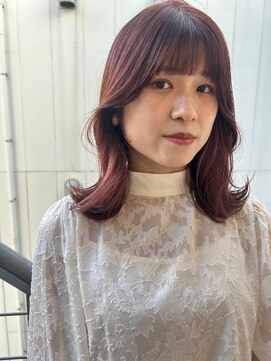 パーク 福岡天神西通り店(parc) ピンクブラウン秋カラー暖色カラー顔周りカット