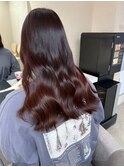 イメチェンハッシュカットフルバング似合わせレッドブラウン
