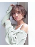 小顔似合わせ大人可愛いショートボブ黒髪ネビージュワンレンボブ