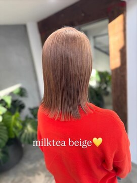エムドットヘアーサロン(M. hair salon) 【栗本浩司】切りっぱなしボブ×ミルクティーベージュ