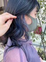 アース コアフュールボーテ 諏訪店(EARTH coiffure beaute)&nbsp;ネイビーブルーフェイスフレーミングくびれミディ