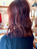 ヘアーメイク リタ(hair make Rita)&nbsp;切りっぱなしミディアム　カーディナルレッドブラウンver.