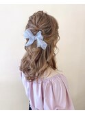 ガーリーハーフアップ　ヘアセット