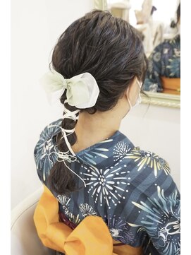 ヘアアンドメイクジップ恵比寿 (Hair&Make ZIP) 浴衣 紐アレンジ 編みおろし ヘアセット