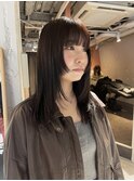 【中澤彩乃】姫カットレイヤーロングカシスブラウンフルバング