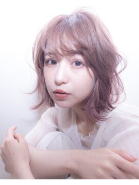 メノン(Menon) ボブルフ 　シルキーピンク　こなれミディ　大人ガーリー