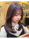 ラベンダーミルクティー_ ワインレッド_ 韓国風巻き
