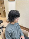 ダークアッシュ/アッシュブラック/カルマパーマ/ベリーショート