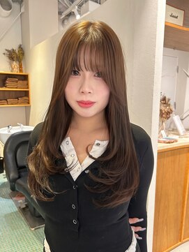 エルム 府中(yelm) ブリーチ1回でできるマロンベージュとロングローレイヤー