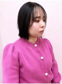 ミニボブ レイヤーボブ 黒髪 シースルーバング 顔周りカット