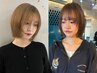 【OSA・KIRA限定クーポン】韓国ボブカット＋ケアブリーチ1回+カラー