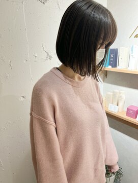 ラミエ バイ メルト 吉祥寺(lamie by melt) "久保田"暗髪ボブ大人ボブミニボブブリーチなし透明感カラー