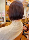 暖色カラーの前下がりボブスタイル!!