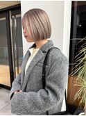 ハイトーンボブ/ミルクティーベージュ/切りっぱなしボブ