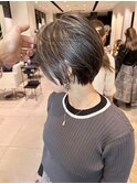 大人かわいいナチュラルハイライト髪質改善カラーショートボブ