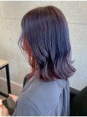 インナーカラー オレンジ 顔周りカット 艶髪 暖色カラー 20代