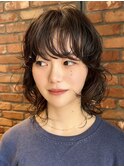 大人女性ミディアムレイヤーパーマ