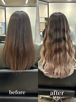 リリー(Lilley)&nbsp;【lilley 稲永麻衣】エクステ+バレイヤージュ+ブリーチカラー