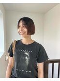 ボブパーマ/黒髪パーマ/切りっぱなしボブ/ショートボブ