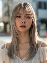 ムウ 難波(MOU)&nbsp;レイヤーカットくびれヘアアプリコットオレンジ美髪20代30代40代