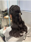 編み込みハーフアップ