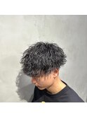 波巻きパーマ×刈り上げマッシュ