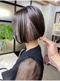 ボブ×インナーカラー『ホワイトグレー』 2ブリーチ