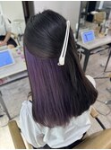 インナーカラーラベンダーパープルくびれヘア夏ケアブリーチ所沢
