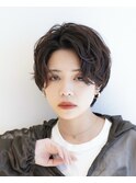 大人可愛い20代30代40代黒髪前下がりショートボブ丸みショート◎