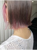 切りっぱなしボブ×インナーカラー/ピンクベージュ【町田駅】