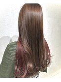 クラゲヘアーオリーブグレーココアベージュインナーブリーチ