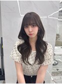 小顔 ロング レイヤーカット ハッシュカット ブルーブラック