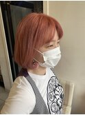 スモーキーピンク　コーラルピンク　レイヤーボブ　YACHI