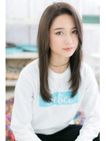 ミック 日暮里店(miq) グレイアッシュアシンメトリー黒髪ロングストレートa1