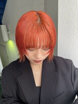 ソーコ 渋谷(SOCO) オレンジカラーハイトーンショートボブレイヤー
