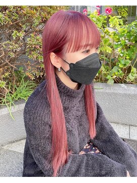 クエントバイアルティナ 大宮店(cuento by artina) チェリーピンク_シースルー前髪_エアストレート_ヴェールカラー3