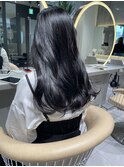 ★斜めバングミディアムヘアグレージュカラーシルキーベージュ★