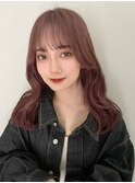小顔外ハネミディアムアッシュ20代30代40代くびれミディ韓国ヘア