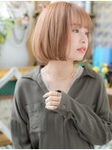 ■カーキベージュ艶髪前下がりAラインボブ52-5川口10代20代30代