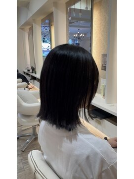 サンド 大阪梅田(sand) @cho_no.asato ボブ/黒髪/ネビージュ/小顔/ワンレン/大阪梅田